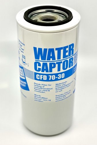 Filtr palivový 30 mikronů s vodním separátorem - Průtok: 150 l/min, Hlava filtru: bez hlavy