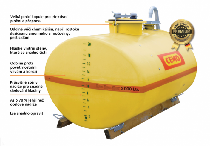 Oválna cisterna na vodu zo sklolaminátu 600-10.000 l CEMO - Objem: 750 l, Prevedenie: nepriehľadné